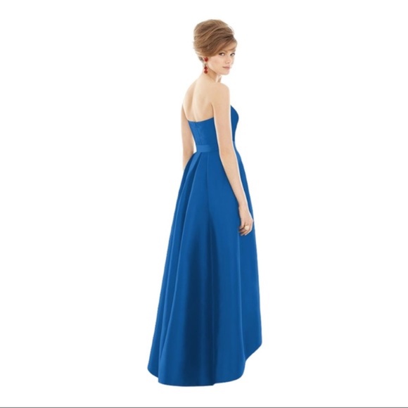 Alfred Sung Strapless Sweetheart High-Low Gown - Newport Blue - Picture 2 of 3